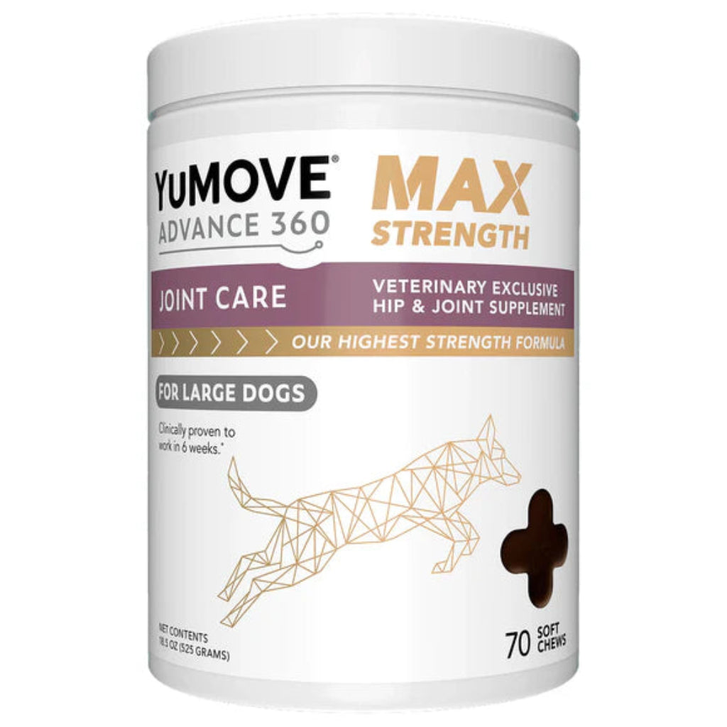 YuMOVE Max Strength joint care supplement for large dogs on a white background