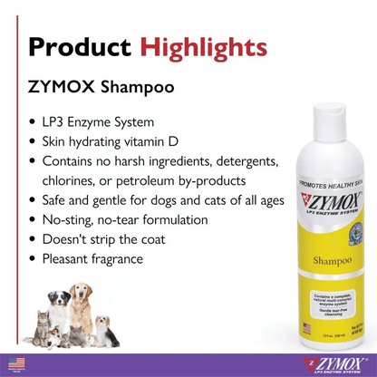 ZYMOX Enzymatic Shampoo for dogs and cats product highlights
