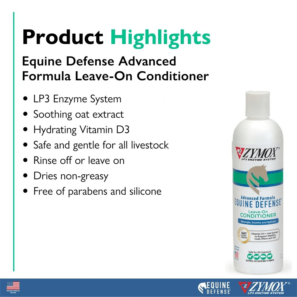 ZYMOX Equine Defense Leave-On Conditioner for horses product highlights