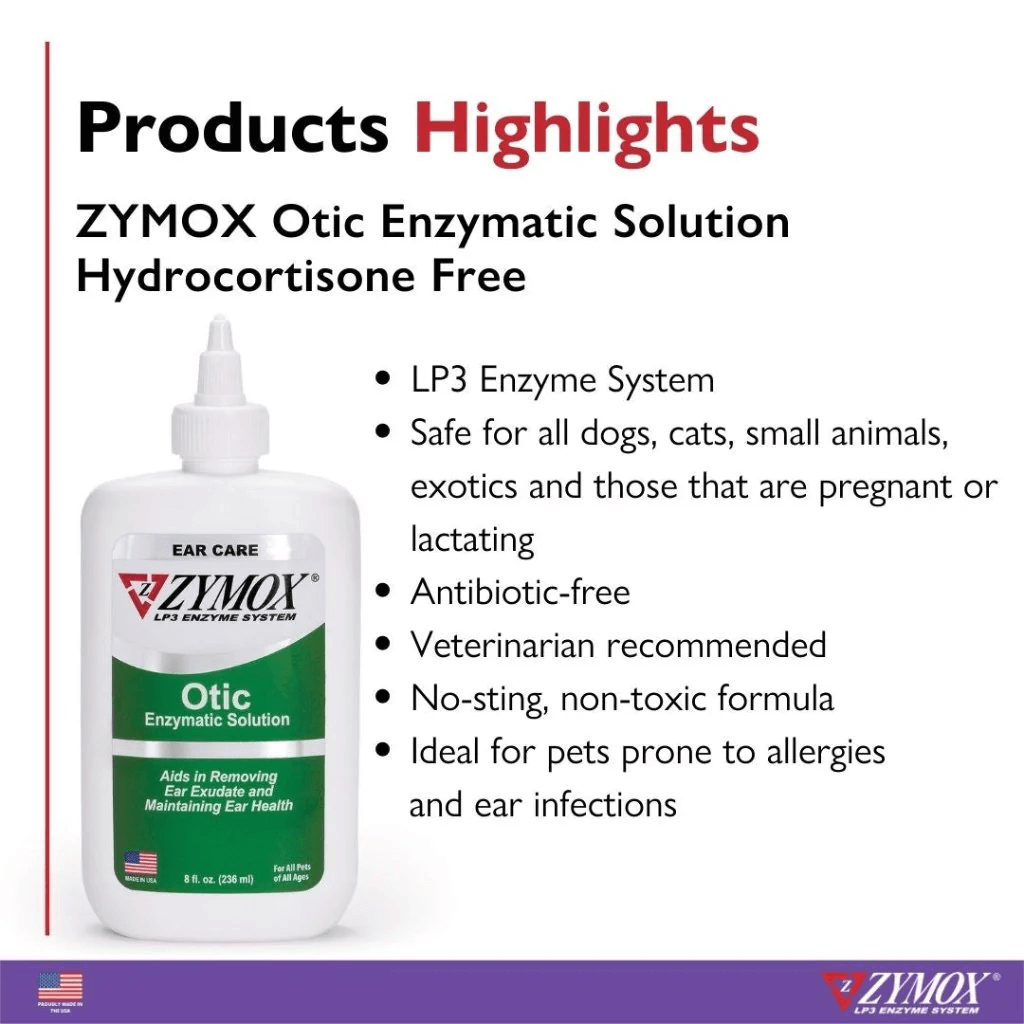 ZYMOX Otic enzymatic ear solution product highlights
